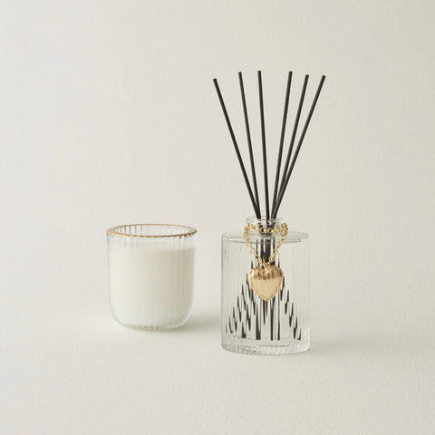 طقم معطر جو اعواد مع شمعة توينز برتقال